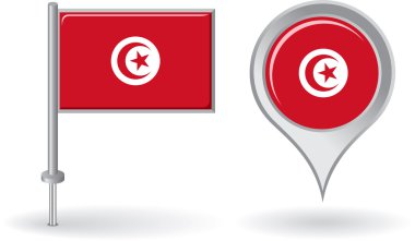 Tunus PIN simgesi ve harita işaretçi bayrak. Vektör