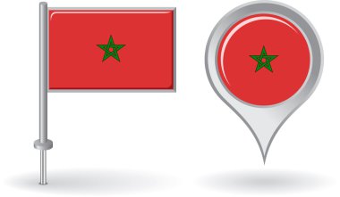 Fas PIN simgesi ve harita işaretçi bayrak. Vektör