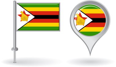 Zimbabve PIN simgesi ve harita işaretçi bayrak. Vektör