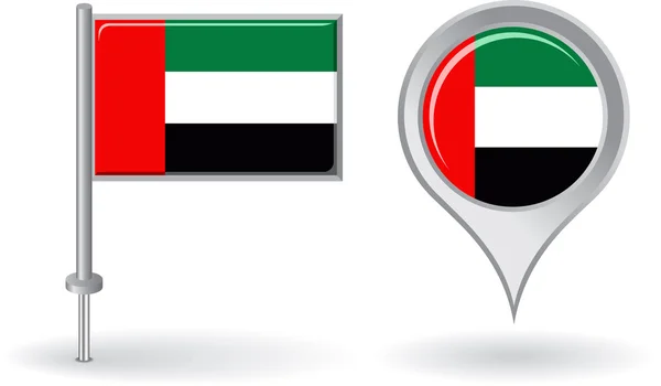 United Arab Emirates pin icon and map pointer flag. Vector — Stock Vector