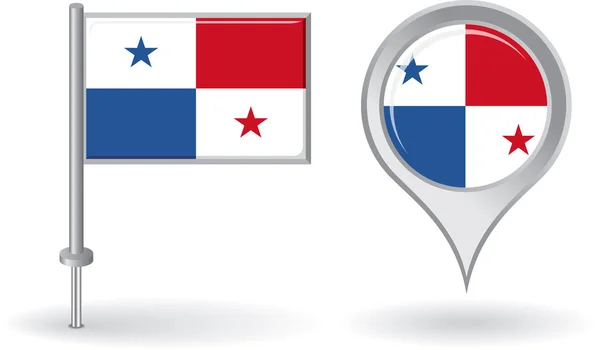 Panamanian pin icon and map pointer flag. Vector — Stock Vector