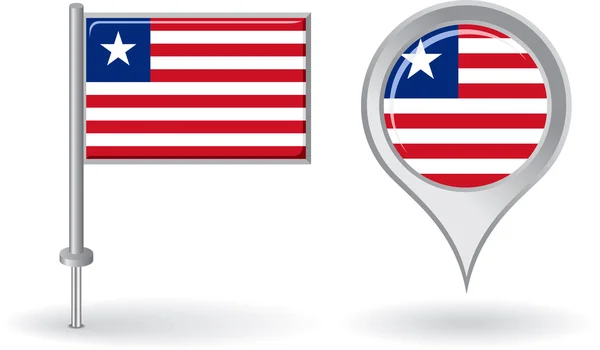 Ícone de pino liberiano e bandeira de ponteiro de mapa. Vetor — Vetor de Stock