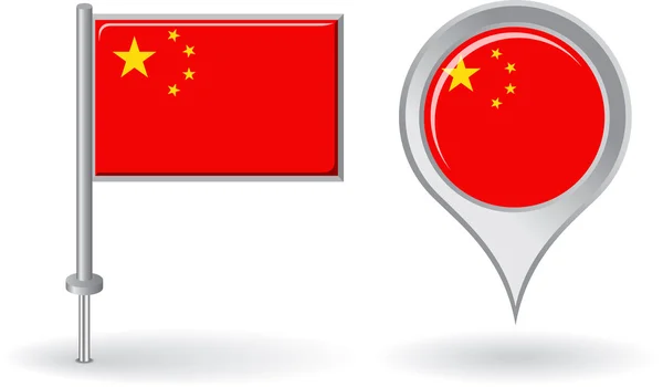 Icono de pin chino y bandera de puntero de mapa. Vector — Vector de stock