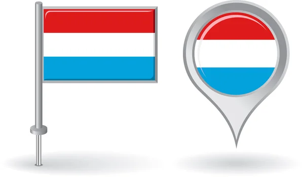 Icono de pin de Luxemburgo y bandera de puntero de mapa. Vector — Vector de stock