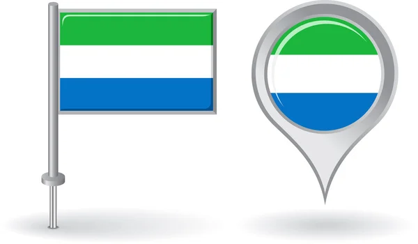 Sierra Leone pin icon and map pointer flag. Vector — Stock Vector