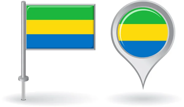 Icona del pin Gabon e bandiera del puntatore della mappa. Vettore — Vettoriale Stock
