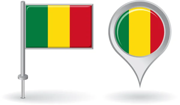Malian pin icon and map pointer flag. Vector — Stock Vector