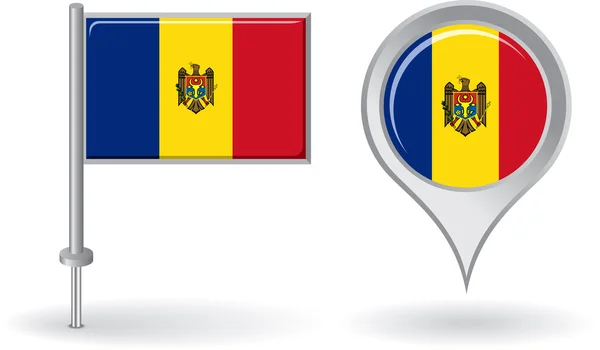 Moldova PIN simgesi ve harita işaretçi bayrak. Vektör — Stok Vektör