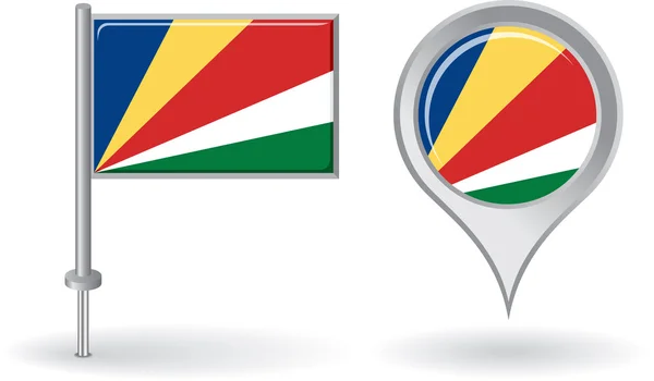 Seychellen pin icon und map pointer flag. Vektor — Stockvektor