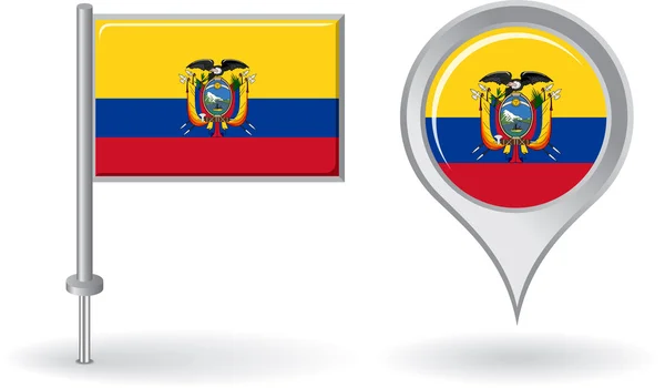 Ecuadorian pin icon and map pointer flag. Vector — Stock Vector