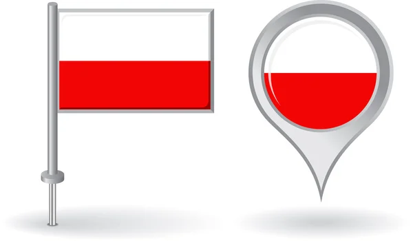 Polish pin icon and map pointer flag. Vector — Stock Vector
