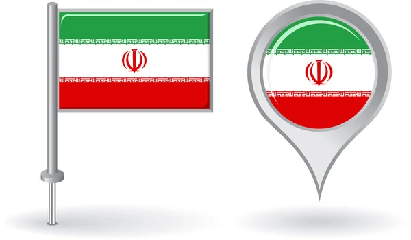 Iranska pin ikonen och karta pointer flagga. Vektor — Stock vektor