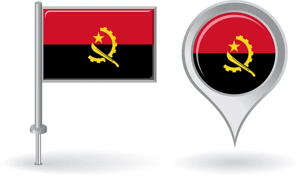 Angolan pin icon and map pointer flag. Vector — Stock Vector