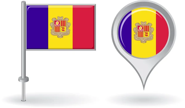 Andorras pin ikonen och karta pointer flagga. Vektor — Stock vektor