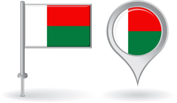 Madagascar pin icon and map pointer flag. Vector — Stock Vector