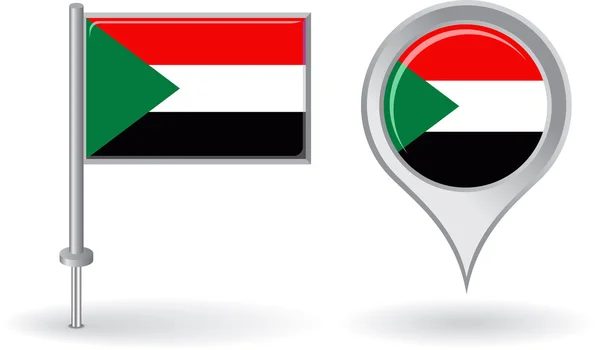 Icono de pin sudanés y bandera de puntero de mapa. Vector — Archivo Imágenes Vectoriales