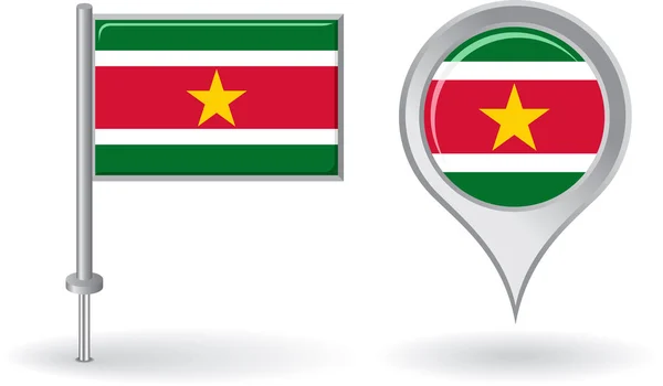 Surinamese pin icon and map pointer flag. Vector — Stock Vector