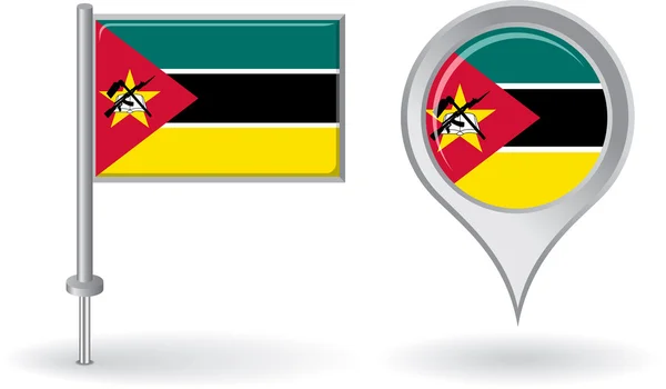 Mozambique pin icon and map pointer flag. Vector — Stock Vector