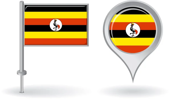 Icône de pin Ouganda et drapeau de pointeur de carte. Vecteur — Image vectorielle