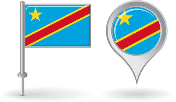 Kongolesisches Pin-Symbol und Flagge des Kartenzeigers. Vektor — Stockvektor