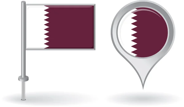 Icône de pin qatari et drapeau de pointeur de carte. Vecteur — Image vectorielle