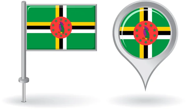 Dominica pin ikonen och karta pointer flagga. Vektor — Stock vektor