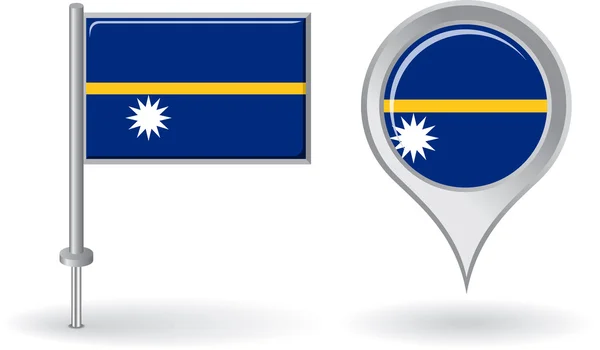 Nauru pin pictogram en kaart aanwijzer vlag. Vector — Stockvector