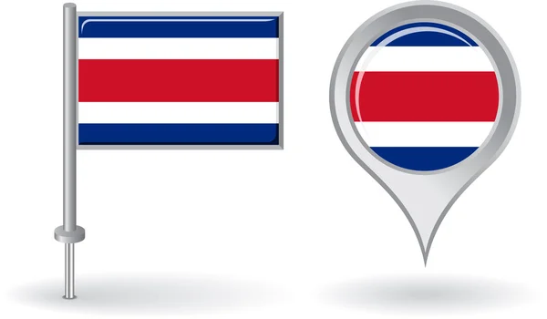 Costa Rican pin icon and map pointer flag. Vector — Stock Vector