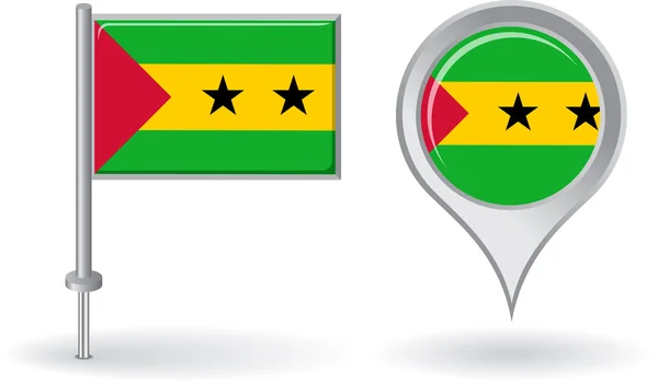 Sao Tome och Principe nålsymbol, karta pointer flagga. Vektor — Stock vektor