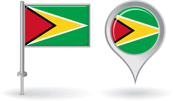 Guyana pin icon and map pointer flag. Vector — Stock Vector