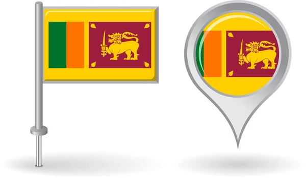 Sri Lanka pin ikonen och karta pointer flagga. Vektor — Stock vektor