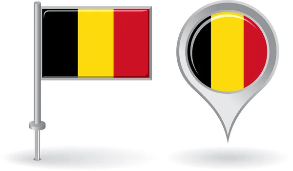 Belgická pin ikonu a mapa pointer vlajky. Vektor — Stockový vektor