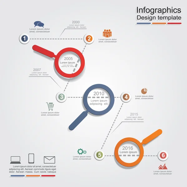 Infographic ontwerpsjabloon met elementen en pictogrammen. Vector — Stockvector