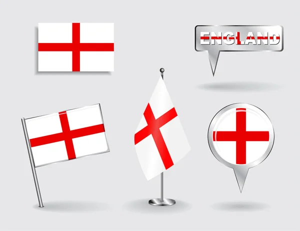 Set of English pin, icon and map pointer flags. Vector — Stock Vector