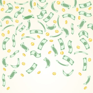 Background with money falling from above. clipart