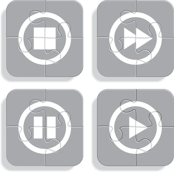 Conjunto de diferentes iconos de medios de rompecabezas. Vector — Archivo Imágenes Vectoriales