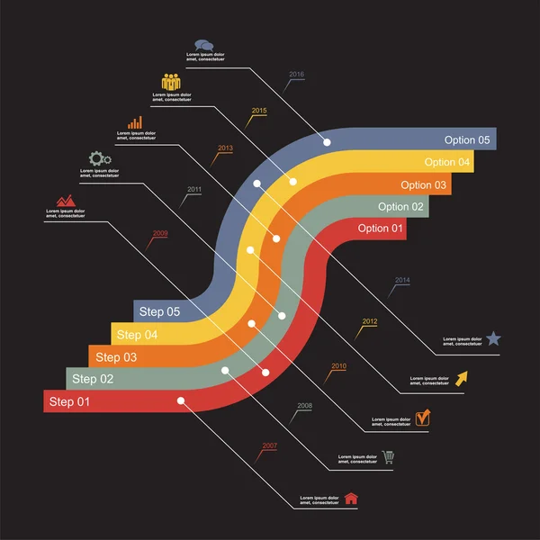 Infographic rapportsjabloon met lijnen en pictogrammen. vector — Stockvector