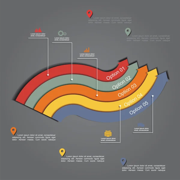 Modèle de rapport infographique avec lignes et icônes. Vecteur — Image vectorielle