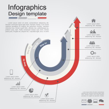 Infographic rapor şablonu çizgileri ve simgeler. vektör