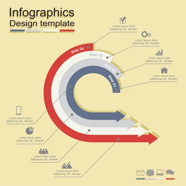 Modelo de relatório infográfico com linhas e ícones. Vetor — Vetor de Stock