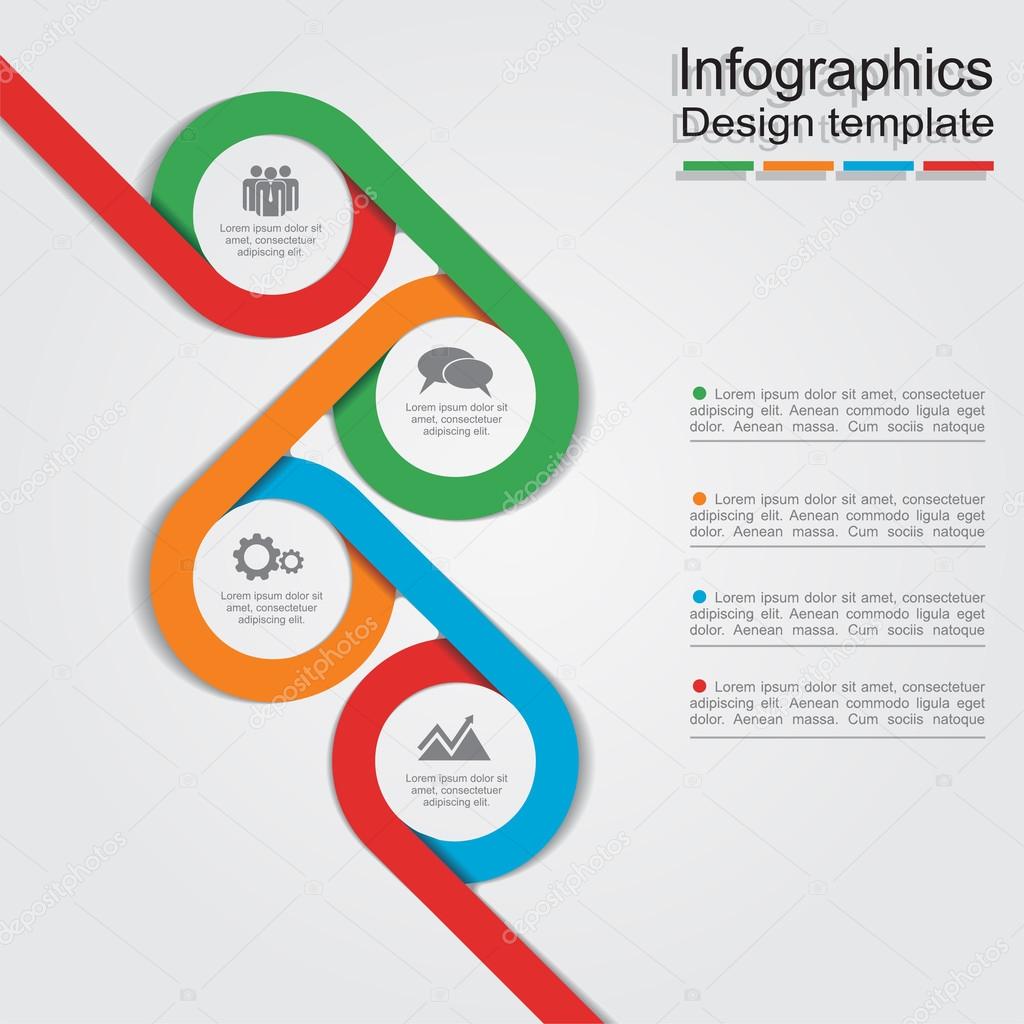 Infographic report template with lines and icons. Vector