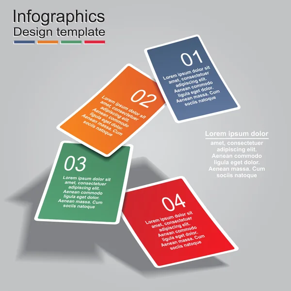 Modelo de relatório infográfico com cartões e ícones. Vetor — Vetor de Stock
