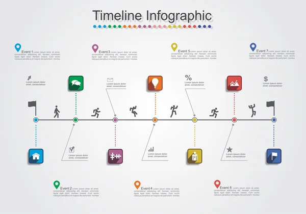 Modèle de rapport infographique avec lignes et icônes. Vecteur — Image vectorielle