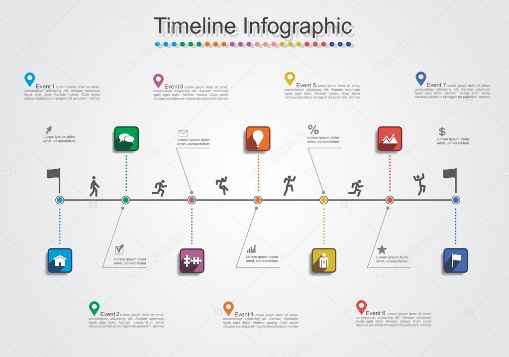 Infographic report template with lines and icons. Vector