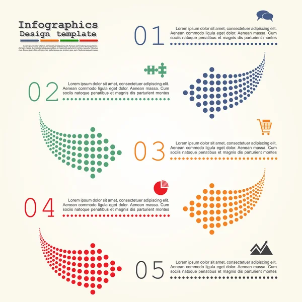 Infográfico abstrato com setas de pontos. Ilustração vetorial — Vetor de Stock