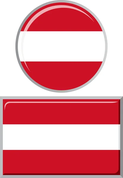 Drapeau icône rond et carré autrichien. Illustration vectorielle . — Image vectorielle