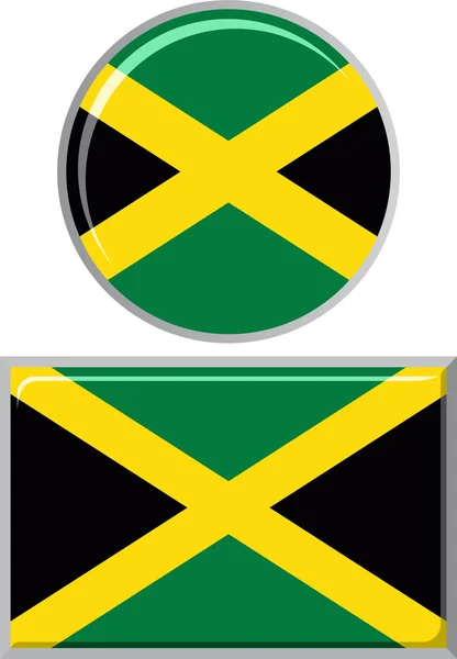 Jamaikanische runde und quadratische Symbolfahne. Vektorillustration. — Stockvektor