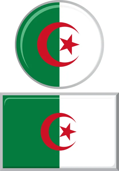 Algerian round and square icon flag. Vector illustration. — Stock Vector