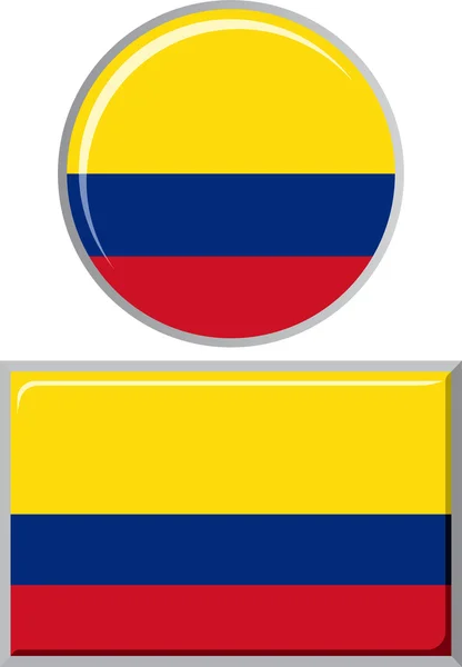 Bandera redonda y cuadrada colombiana. Ilustración vectorial . — Archivo Imágenes Vectoriales