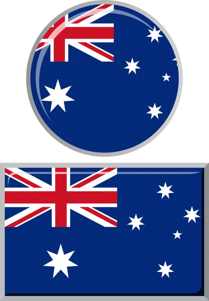 Bandeira de ícone redonda e quadrada australiana. Ilustração vetorial . — Vetor de Stock